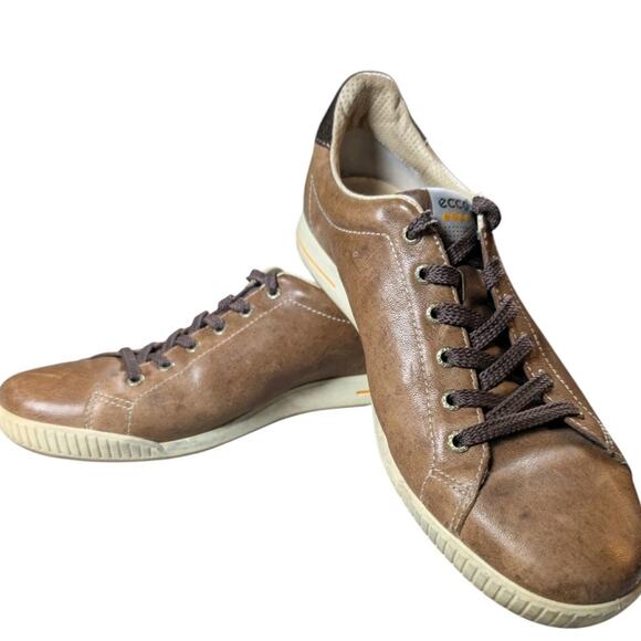 ECCO Biom Hydromax Brown Yak Leather Spikeless Golf Shoes Men's 44EU 10-10.5 US - Picture 1 of 9
